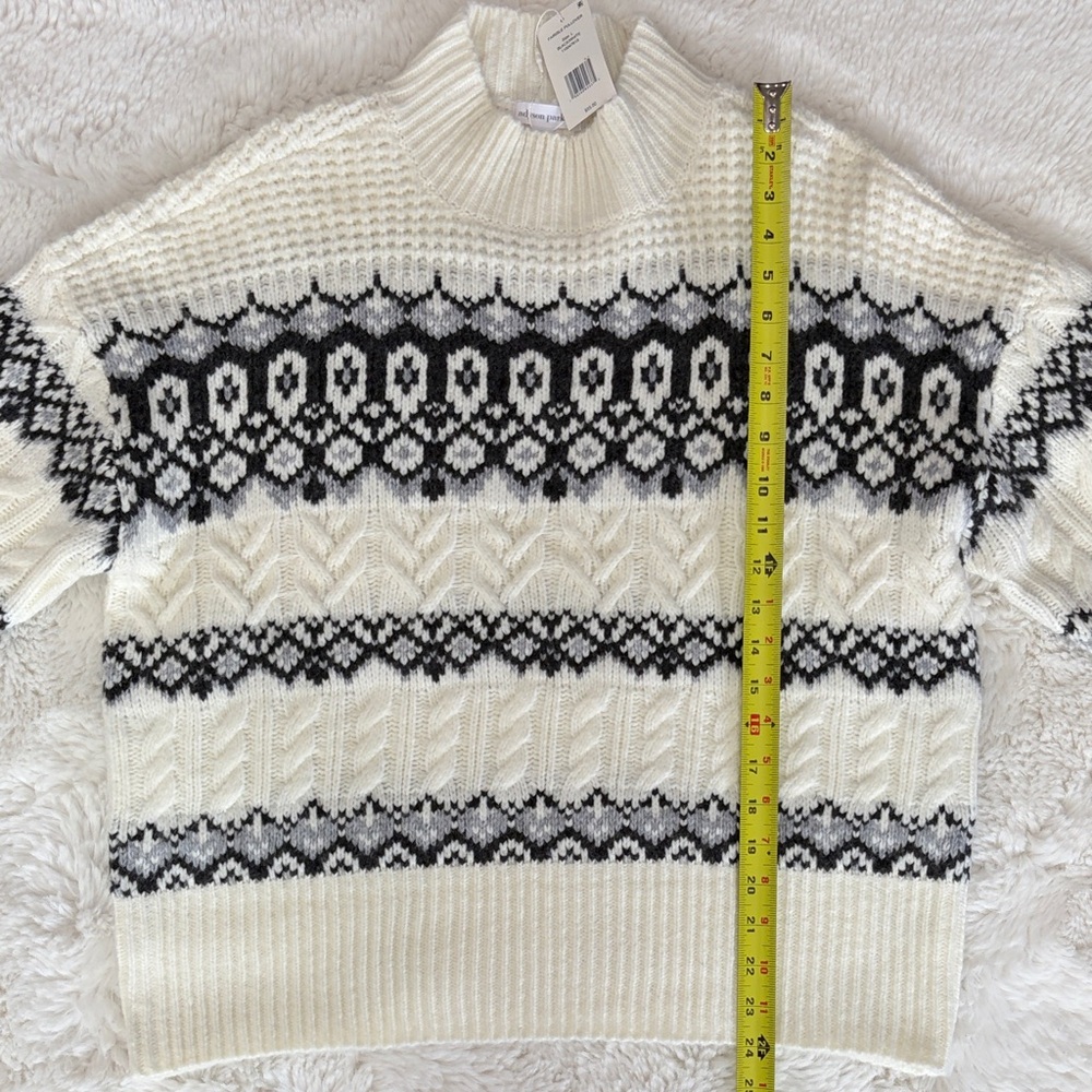 Adyson Parker Black and white Fair Isle Cable Knit Sweater,Size L. - Picture 9 of 17